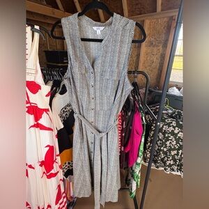 croft & barrow Gray Striped Sleeveless Midi Dress